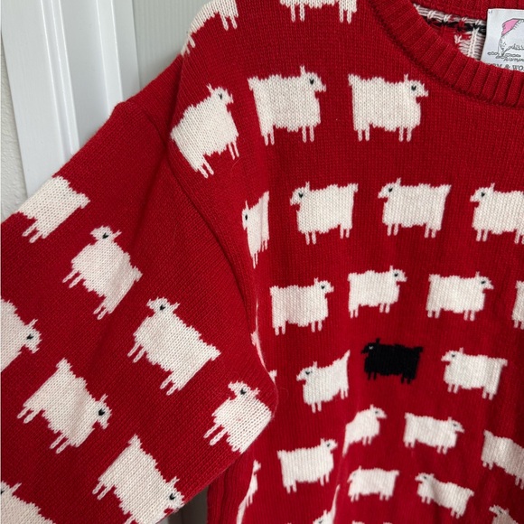Rowing Blazers/Warm and Wonderful Diana Red Sheep Pattern Sweater - Picture 2 of 13